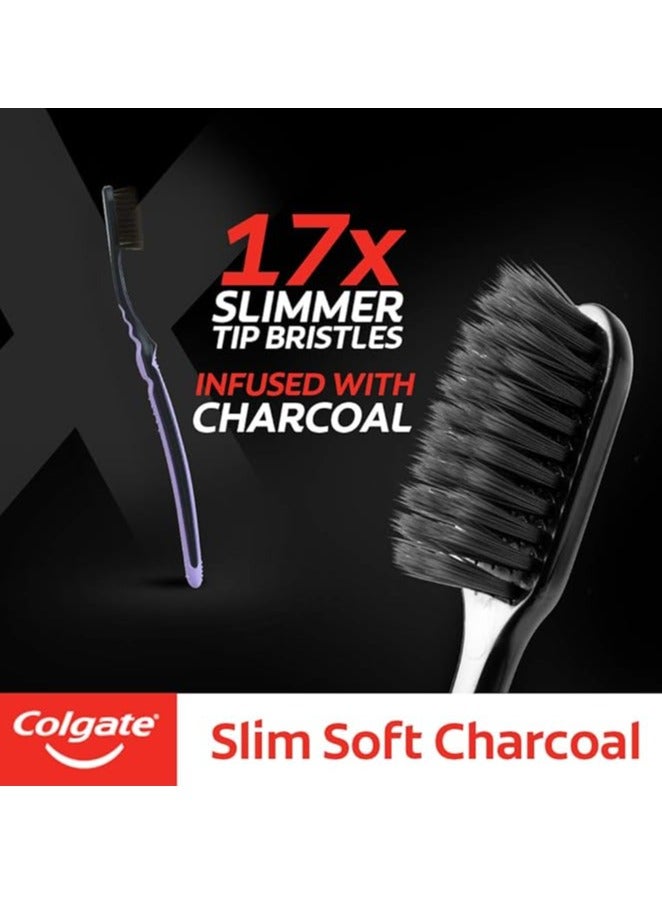 كولجيت فرشاة أسنان كولجيت الفحمية اللطيفة للتنظيف العميق للبالغين، 4 قطع رفيعة وناعمة - Image 3