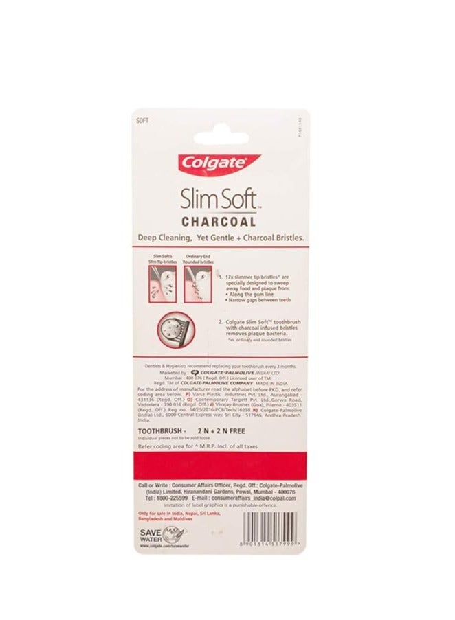 كولجيت فرشاة أسنان كولجيت الفحمية اللطيفة للتنظيف العميق للبالغين، 4 قطع رفيعة وناعمة - Image 5