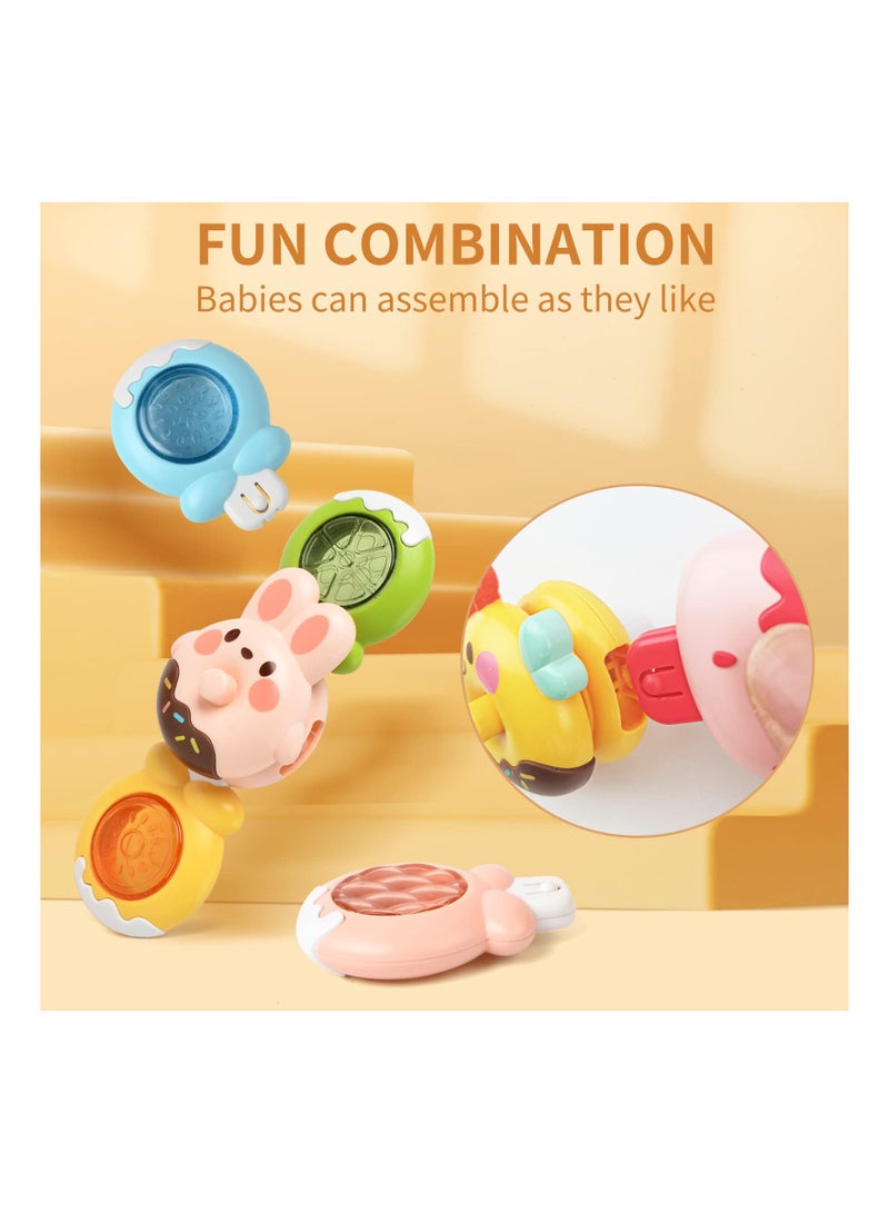 SYOSI Baby Suction Cup Toys for 1-2 Year Olds, High Chair Spinner Toy Toddler Sensory Play Rattle Toys Interactive Toddler Toys First Birthday Present Ideas Engaging Highchair Toys for 1-2 Year Olds  - Image 2