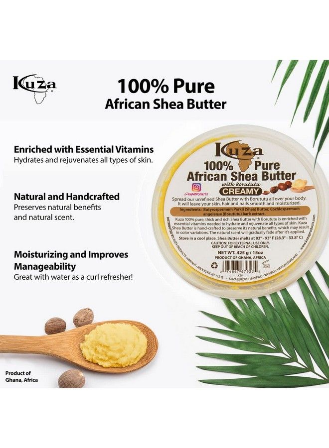Kuza زبدة الشيا الأفريقية النقية بنسبة 100% مع لون بوروتو الأصفر الصلب، 8 أونصة، مرطب للشعر والبشرة والأظافر - Image 3