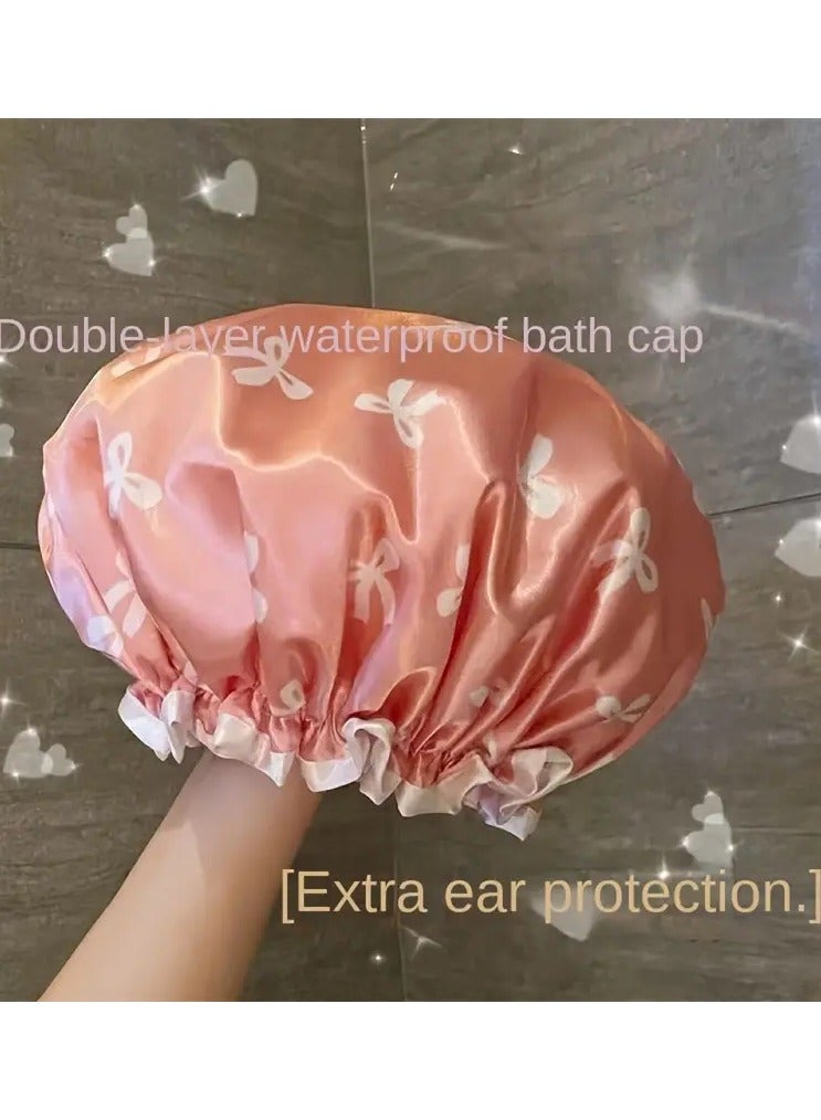 Goolsky Waterproof Shower Cap with Double Layer - Elastic, Adjustable Hair Protection for Men & Women, Ideal for Home Use, Shower Caps Waterproof - Image 1