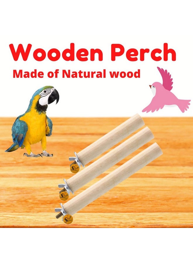 سايج سكوير مجموعة مجثمات الطيور الخشبية الطبيعية - 6 و8 و10 بوصات | مثالية للتمرين واللعب والتدريب وتحسين الأقفاص ومنع مشاكل القدم | مناسبة للعصافير والببغاوات والبادجي والكوكاتيل | عبوة من 3 قطع - Image 2