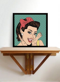 Wall Posters with 80s Girl Pop Art and Black Frame - Wall Arts Home Décor Photo Frames - 40x40cm by Spoil Your Wall