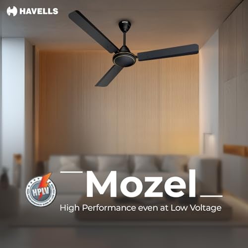 Havells Mozel XP 1200mm Ceiling Fan, Best in Class Base Fan with High Air Delivery, Energy Saving & 100% Pure Copper Motor | 2 Year Warranty | Matt Black - Image 2