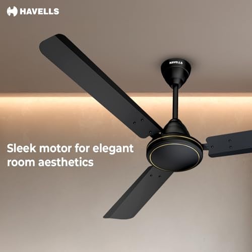 Havells Mozel XP 1200mm Ceiling Fan, Best in Class Base Fan with High Air Delivery, Energy Saving & 100% Pure Copper Motor | 2 Year Warranty | Matt Black - Image 3
