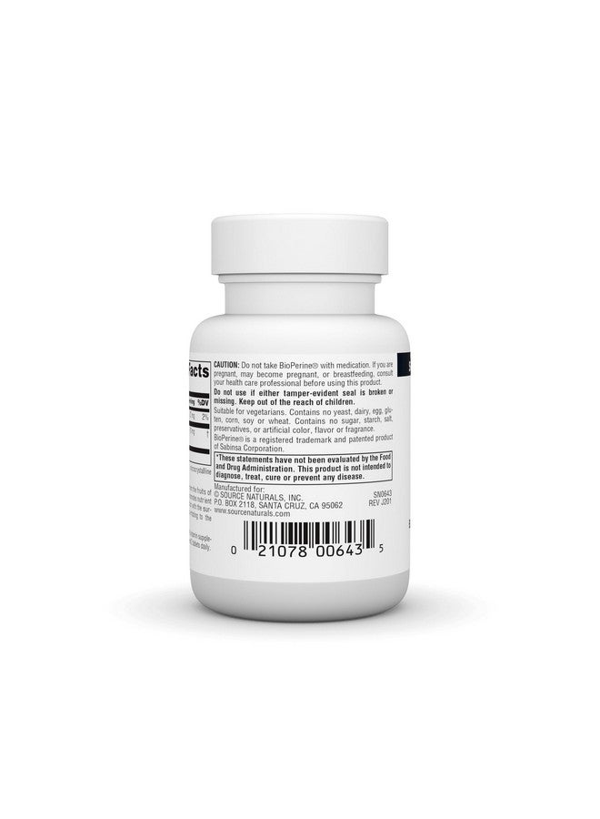 Source Naturals BioPerine, Black Pepper Fruit Extract - Promotes Nutrient Absorption* - 60 Tablets - Image 3