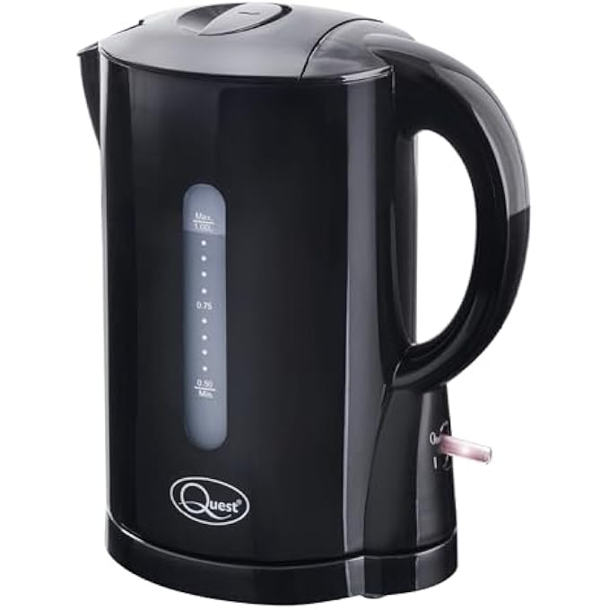 Quest 35039 1 Litre Kettle  Compact Design  Spout Filter  Water Level Indicator  Bpa Free  Black - Image 1