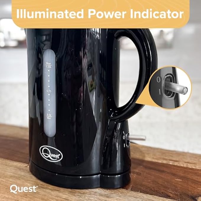 Quest 35039 1 Litre Kettle  Compact Design  Spout Filter  Water Level Indicator  Bpa Free  Black - Image 5