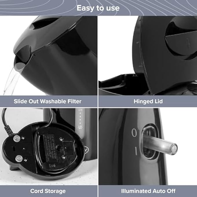 Quest 35039 1 Litre Kettle  Compact Design  Spout Filter  Water Level Indicator  Bpa Free  Black - Image 4