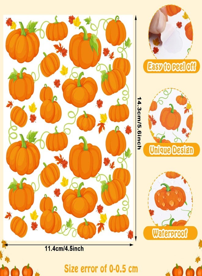 Hotop 480 Pcs Pumpkin Stickers for Kids Fall Thanksgiving Autumn Farmhouse Rustic Pumpkin Buffalo Plaid Stickers for Fall Thanksgiving Party Classroom Decor(Fresh Style) - Image 2