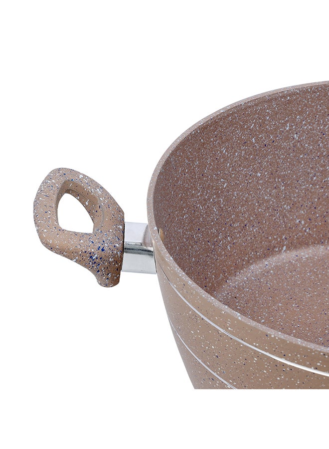 Royalford Sturdy And Durable Unique Designed Easy To Handle 5 Layer Construction Non-Stick Coating Granite Smart Casserole With Lid Brown 28cm - Image 5