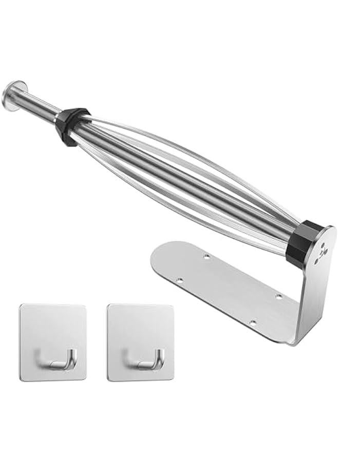 BWSJ Paper Towel Holder  2 Towel Robe HooksUnder Cabinet Paper Towel Holderwith Damping Effect Adhesive Wall Mount Paper Towel HolderSingle Hand Operablefor Bathroom - Image 1