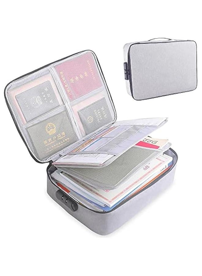 Generic Document Organizer Bag with Code Lock,Watertight 3-Layer File Storage Case,Portable Home Office Travel Important Document Safe for Tablet,Passport,Legal Files,Valuables(Grey)  - Image 1