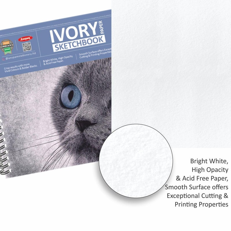 Anupam Ivory Sketch Book A3 Size Spiral-Bound Sketchpad Acid Free Paper 180 GSM (20 Sheets, 40 Pages) - Image 4