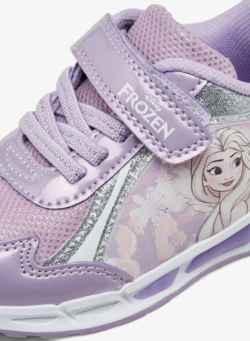 Disney PURPLE Frozen Print Light-Up Sneakers With Hook And Loop Closure for Women | Best Price UAE