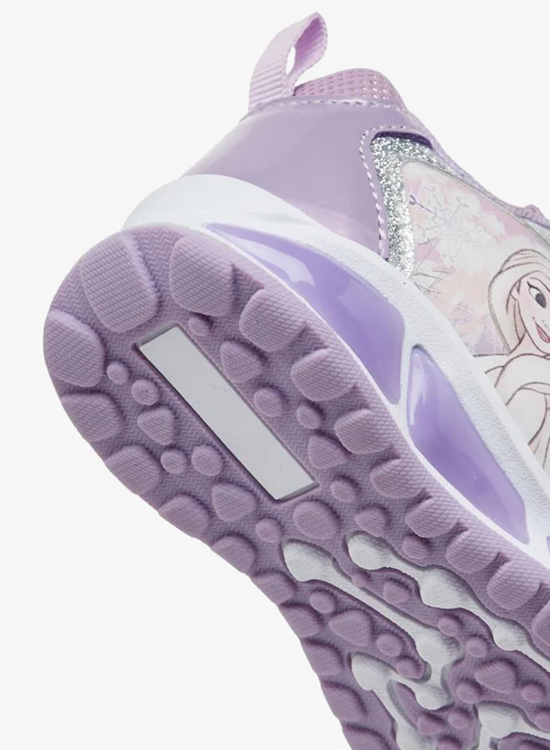 Disney PURPLE Frozen Print Light-Up Sneakers With Hook And Loop Closure for Women | Best Price UAE