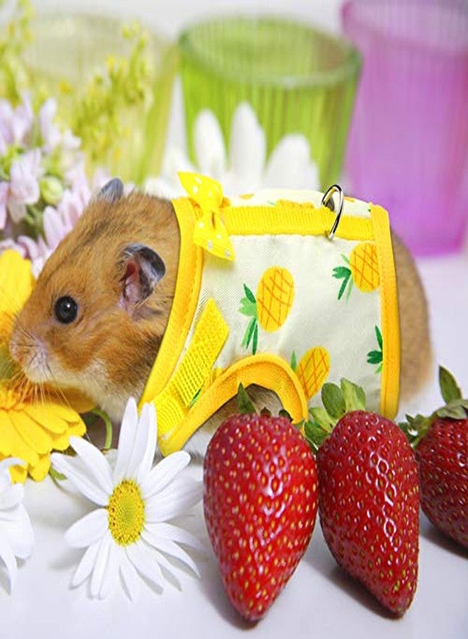 Weewooday 3 Pieces Guinea Pig Harness with Leash Small Pet Harness Fruit Plaid Pattern Adjustable Padded Walking Vest for Pet Hamster Squirrel Animals(Pineapple, Blue, Green Plaid,Small) - Image 2