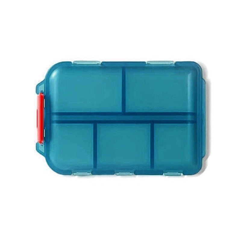Generic Amazon sticker waterproof moisture-proof plastic small medicine box with label waterproof bin travel capsule sealed box Peacock blue single pill box 