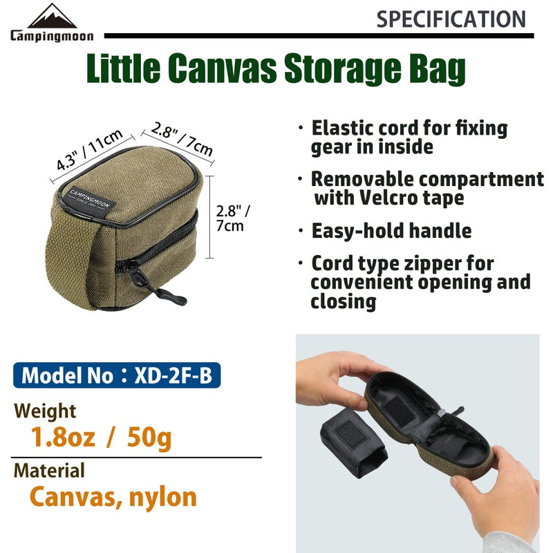 camping moon Pocket Stove Bag Storage Case for Micro Regulator Stove Sturdy Canvas XD-2F-B - Image 2