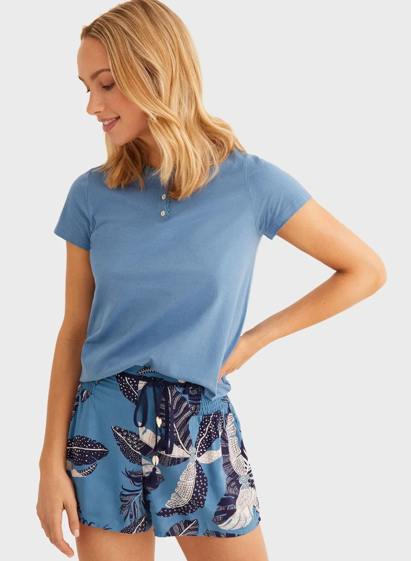 women'secret Leaf Print Pyjama Short
