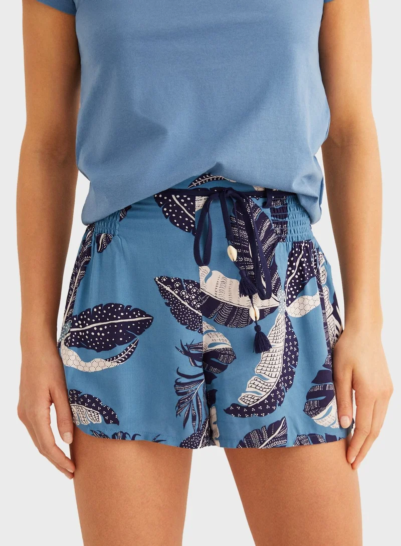 women'secret Leaf Print Pyjama Short