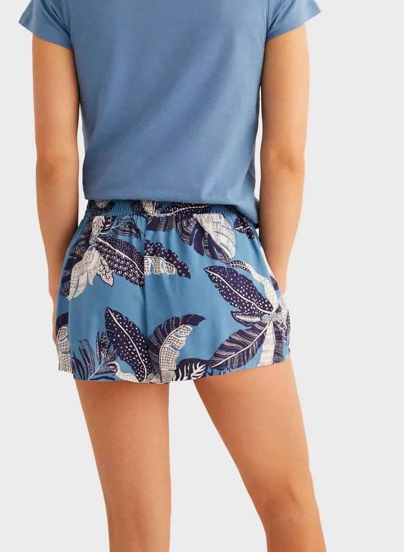 women'secret Leaf Print Pyjama Short
