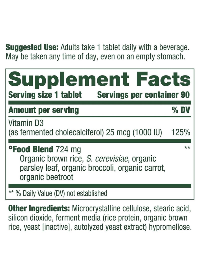 MegaFood MegaFood Vitamin D3 1000 IU (25 mcg) - Immune Support Supplement - Bone Health - With easily-absorbed Vitamin D3 – Plus real food - Non-GMO, Vegetarian - Made Without 9 Food Allergens - 90 Tabs  - Image 2