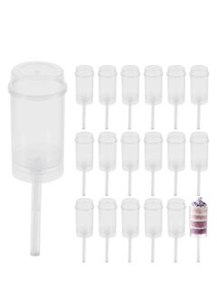 SYOSI 20Pcs Cake Pop Shooter, Plastic Cake Stand, Clear Cake Holders Push Ice Cream Containers with Lids Base and Sticks for Bakery Cake Shop Ice Cream Baking Molding