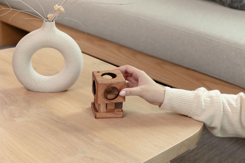 SiamMandalay SOMA Cube Game: Wooden Puzzle for Adults Handmade 3D Brain Teaser Cube Brain Teaser Puzzle STEM Skill Builder Interlocking Game. Handmade Desk Accent for Offices - Image 2