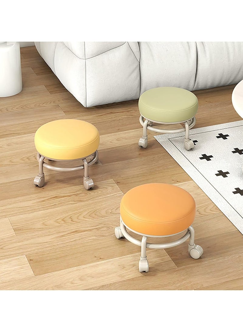 DubaiGallery Round Rolling Stool with Wheels Comfortable, Heavy Duty, 360° Rotation, Low Profile, Elegant Design for Home or Office Use  - Image 3