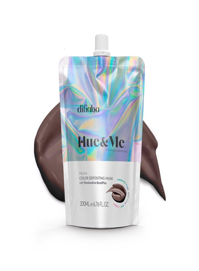 Difiaba Hue & Me Color Depositing Conditioner - Temporary Hair Dye of Fantasy Colors - Hydrating Color Depositing Hair Mask with BondPlex - 6.76 oz (12 Vibrant Shades Available) (Mocha) - Image 1