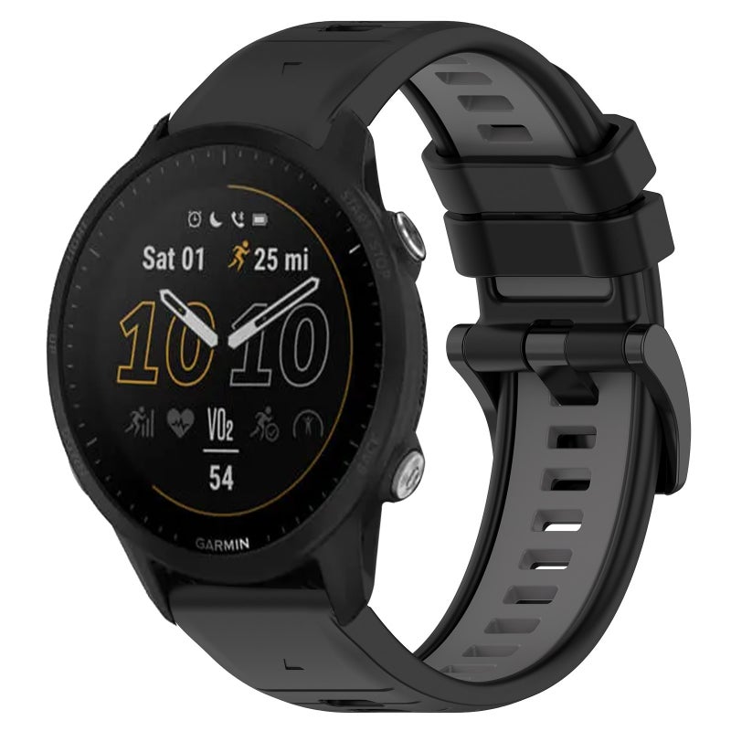 S-TOP For Garmin Forerunner 955 Sports Two-Color 22mm Silicone Watch Band(Black+Grey) - Image 1