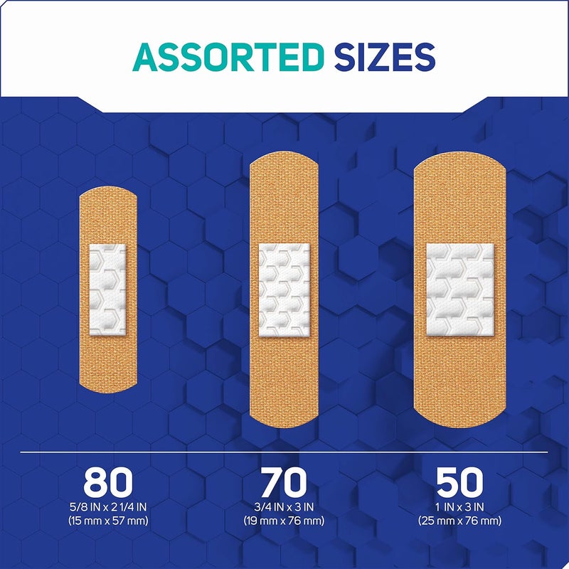 Care Science Fabric Adhesive Bandages 200 ct Bulk Assorted Sizes Flexible Breathable Protection for First Aid and Wound Care - Image 4