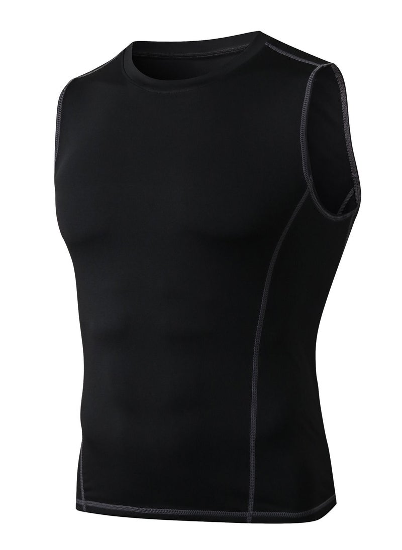 Loquat - Men Quick Dry Breathable Elastic Vest Black - Image 1