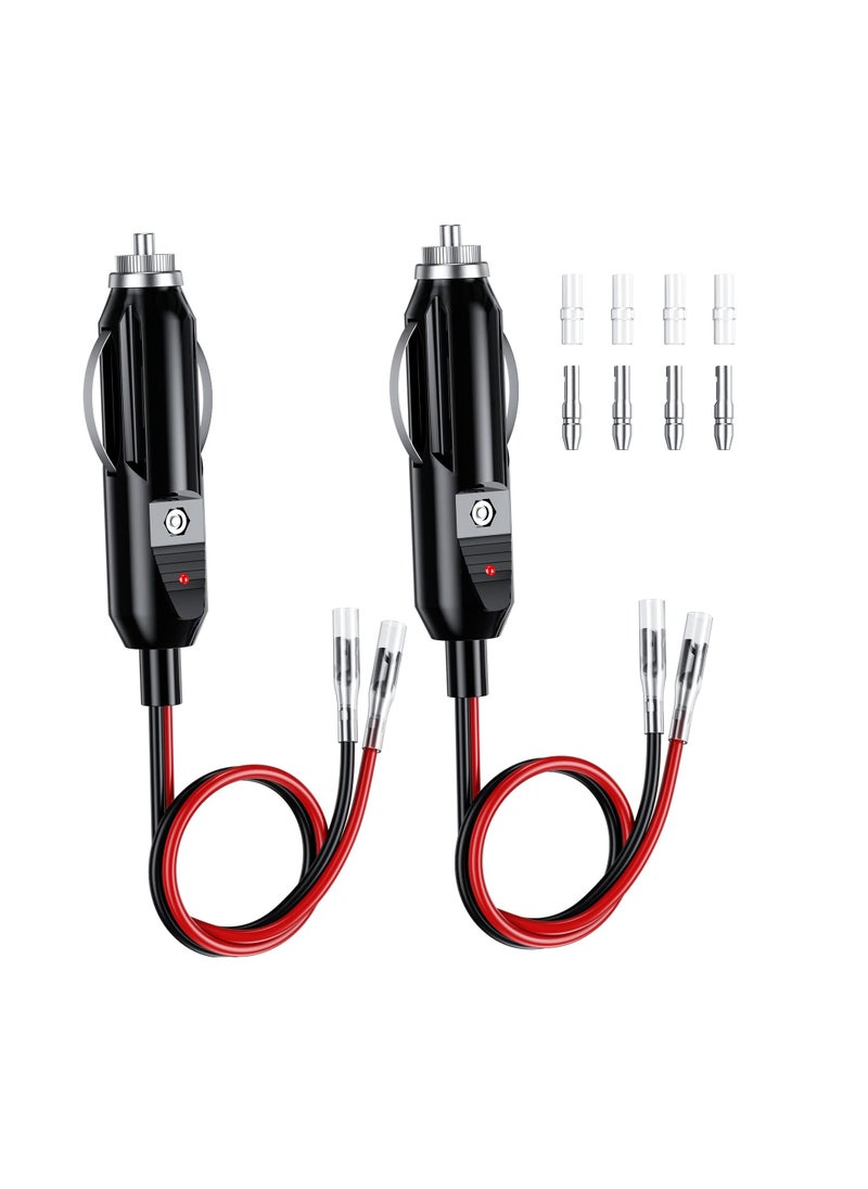 SYOSI Cigarette Lighter Plug, KASTWAVE 12V Fused Replacement Cigarette Lighter Male Plug Adapter with Leads & LED Light 16AWG Extension Cable with 15A Fuse Cigarette Lighter Plug (2 Pack)  - Image 1