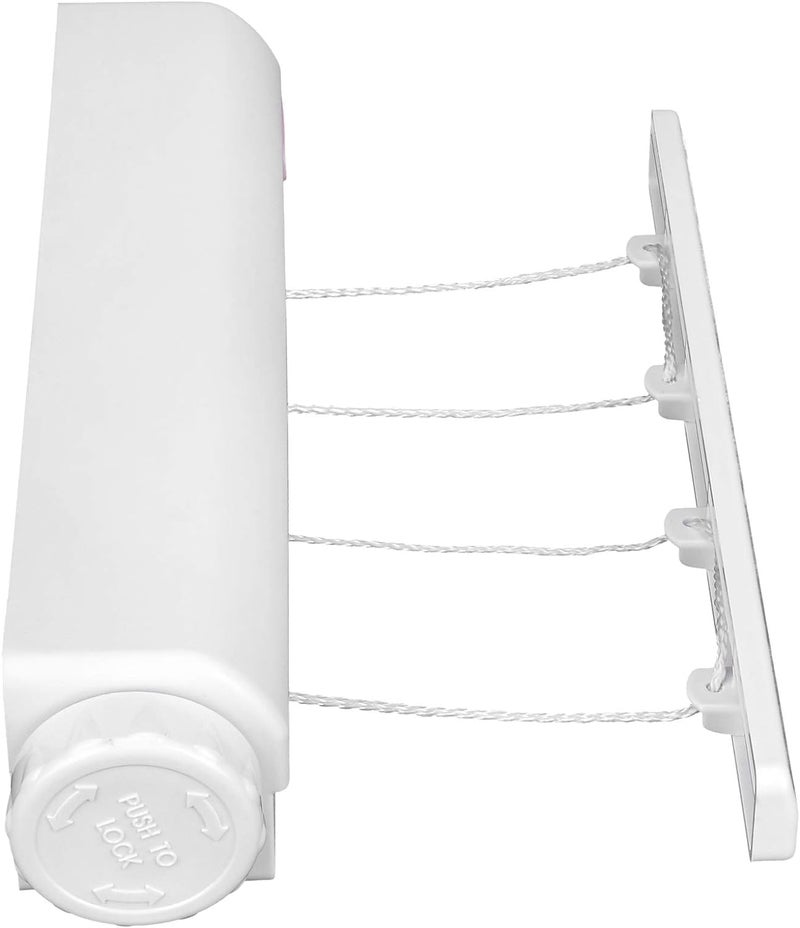 SIMESTICH 4 Line Retractable Clothesline with Hooks Adjustable Telescopic Clothesline Rope Extendable Reel Airer Nylon Clothesline Indoor Outdoor Wall Hanger Laundry Rope Clothes Drying Rack - Image 1