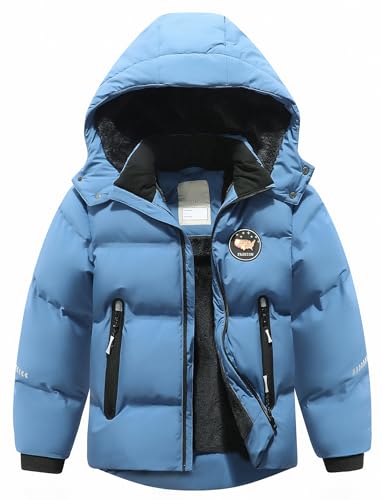 BYLESIN Kids Boy's Winter Coat Fleece Lined Waterproof Jacket Puffy Cotton Coat Thick Hooded Down Outdoor Coats - Image 1