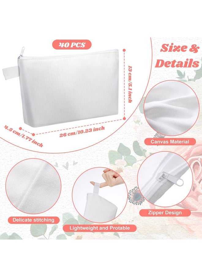 Saintrygo 40 Pcs Blank Canvas Bag Sublimation Cosmetic Canvas Pouch (5 X 10 X 1.8 Inches)  - Image 2