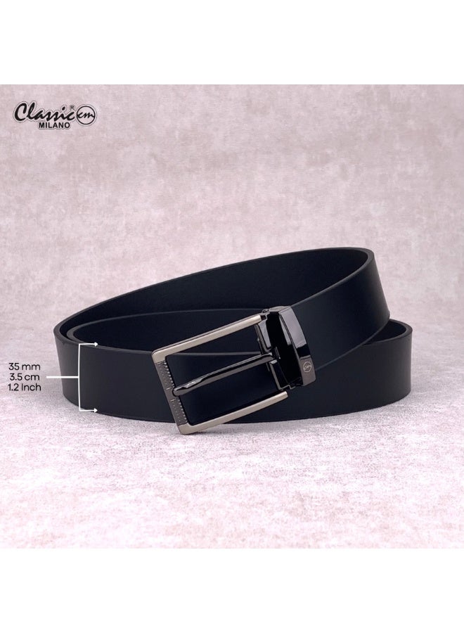 Classic Milano Genuine Leather Belt for Men – Black Formal Belt Men – Men Belts for Office & Business Wear – Mens Belt Leather with Gift Box - Image 5