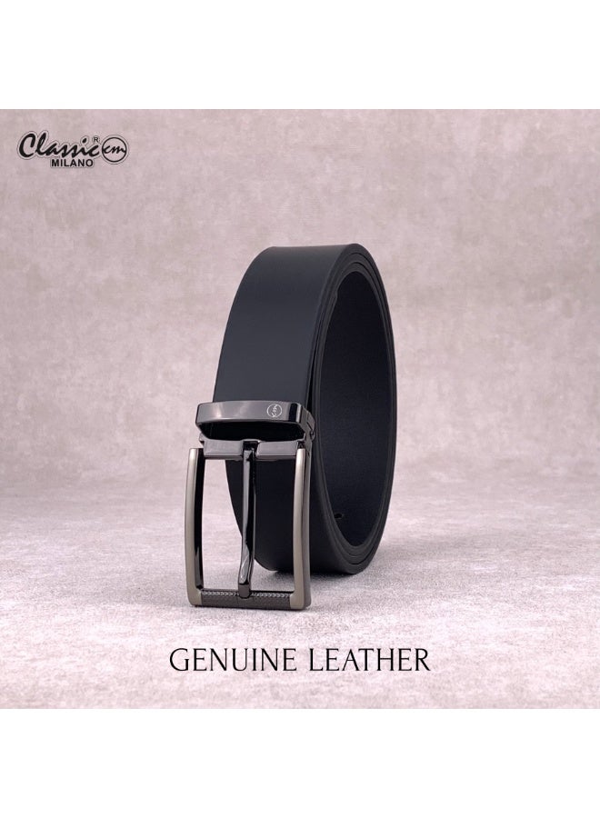 Classic Milano Genuine Leather Belt for Men – Black Formal Belt Men – Men Belts for Office & Business Wear – Mens Belt Leather with Gift Box - Image 3