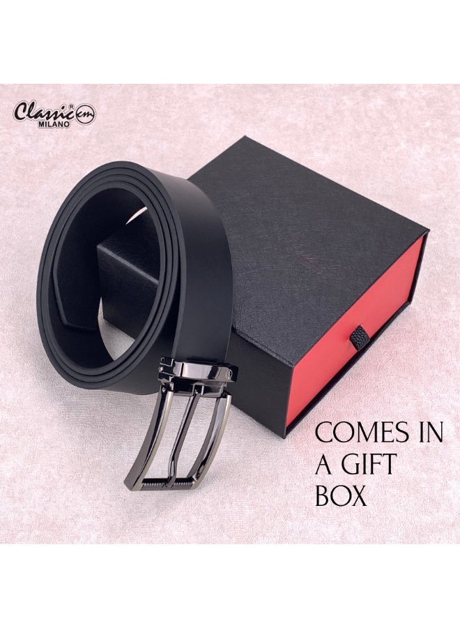 Classic Milano Genuine Leather Belt for Men – Black Formal Belt Men – Men Belts for Office & Business Wear – Mens Belt Leather with Gift Box - Image 4