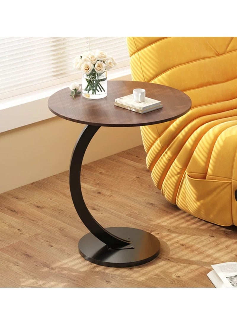 DubaiGallery C Shape Wooden Side Table, Study Bedroom Bedside Tables Easy to Clean Decoration Small Coffee Table Multifunction Dining Table - Image 1