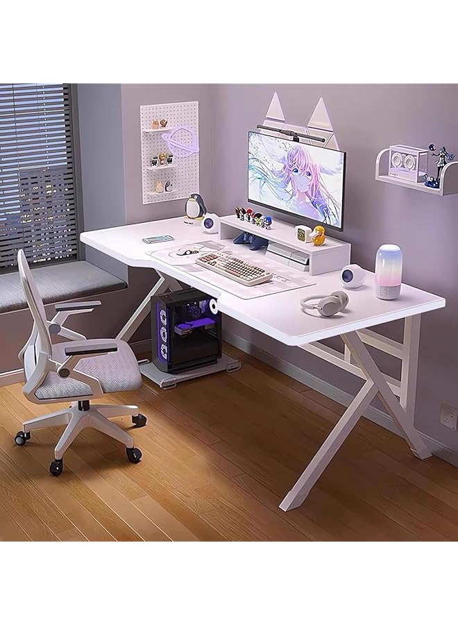 erorex 120Cm Gaming Desk With Storage Rack Office Desktop Computer Desk Simple Game Table For Home Bedroom Table Student Writing Study Table White 120X60X75Cm - Image 5