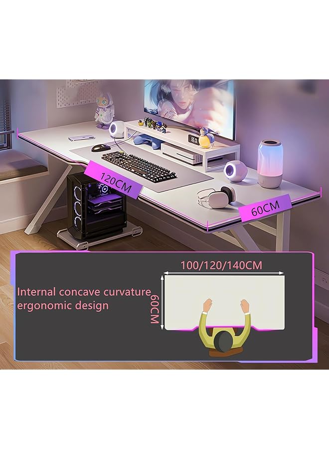 erorex 120Cm Gaming Desk With Storage Rack Office Desktop Computer Desk Simple Game Table For Home Bedroom Table Student Writing Study Table White 120X60X75Cm - Image 2