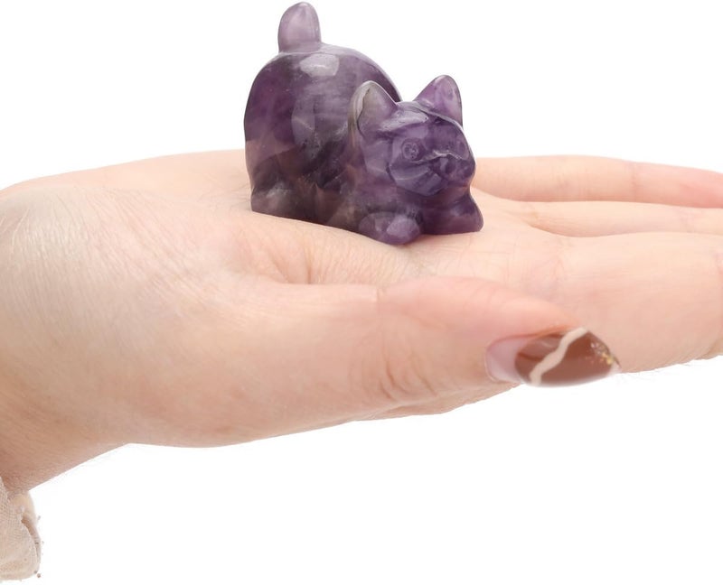 PESOENTH Amethyst Crystal Cat Gifts for Women Cat LoversAmethyst Cat Figurines Ornament Purple Cute Lucky Cat Statue Cat Themed Gifts for Home Office Desk Decor Birthday Christmas - Image 4