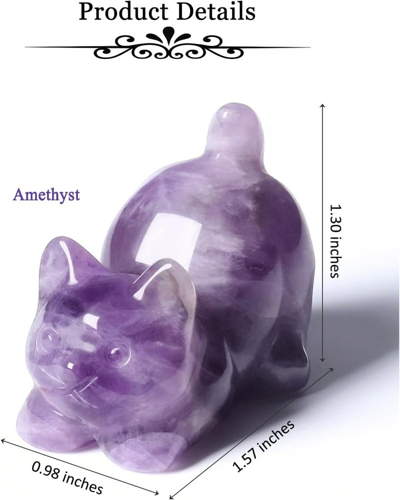 PESOENTH Amethyst Crystal Cat Gifts for Women Cat LoversAmethyst Cat Figurines Ornament Purple Cute Lucky Cat Statue Cat Themed Gifts for Home Office Desk Decor Birthday Christmas - Image 5