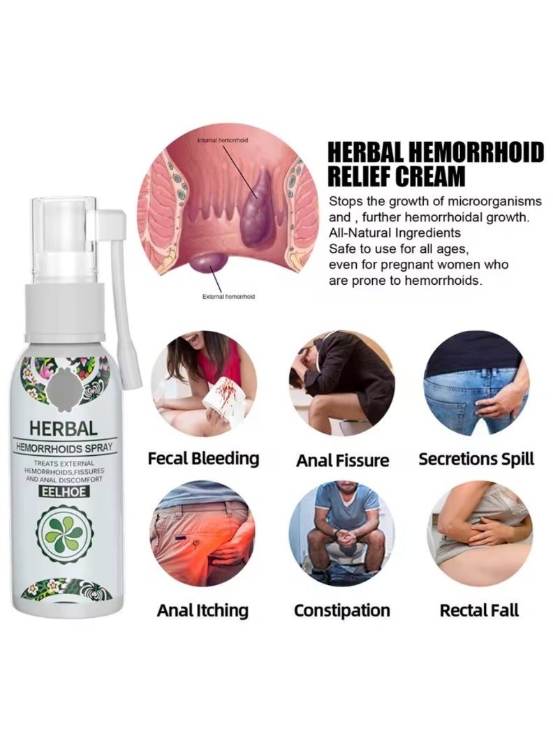 Natural Herbal Hemorrhoid Spray, Internal & External Hemorrhoid Treatment, Fast Acting Herbal Relief Cream - Image 3