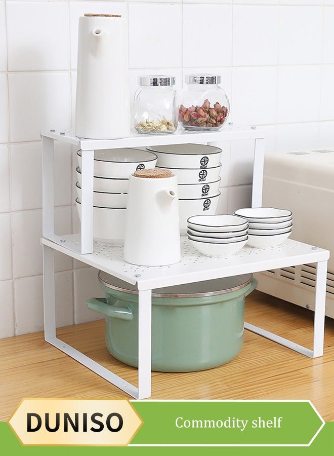 DUNISO Kitchen storage rack, stackable anti slip rectangular storage cabinet, single-layer countertop spice rack, bathroom storage cabinet, suitable for organizing jars and spice seasoning jars, 13 * 31 * 15.5cm, white - Image 1