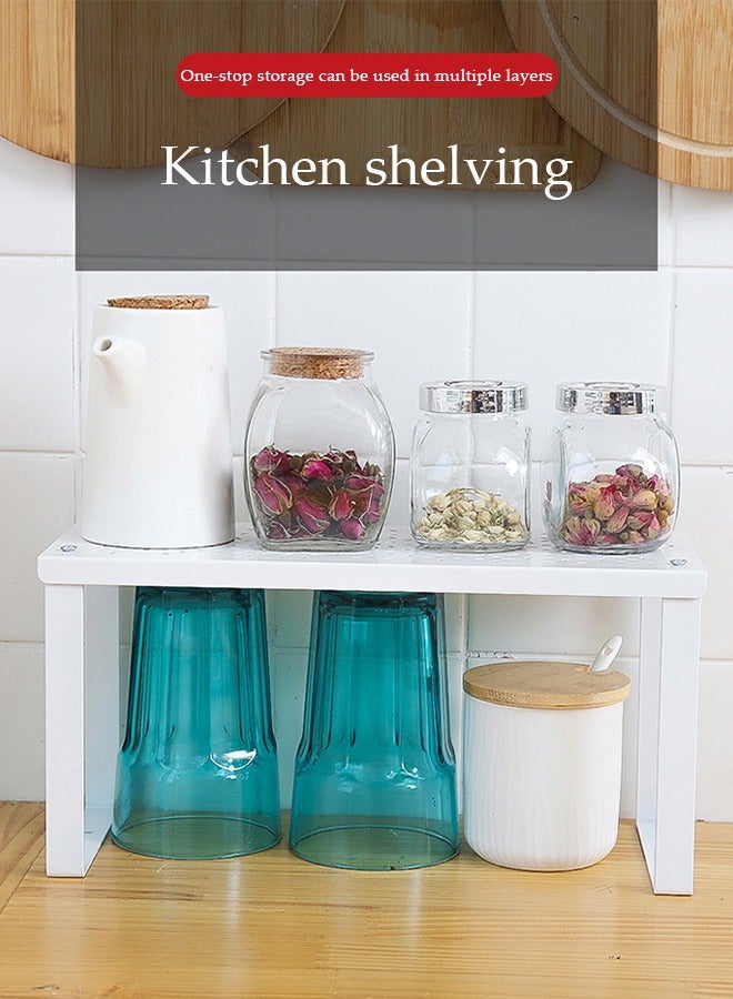 DUNISO Kitchen storage rack, stackable anti slip rectangular storage cabinet, single-layer countertop spice rack, bathroom storage cabinet, suitable for organizing jars and spice seasoning jars, 13 * 31 * 15.5cm, white - Image 3