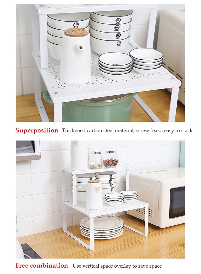 DUNISO Kitchen storage rack, stackable anti slip rectangular storage cabinet, single-layer countertop spice rack, bathroom storage cabinet, suitable for organizing jars and spice seasoning jars, 13 * 31 * 15.5cm, white - Image 5